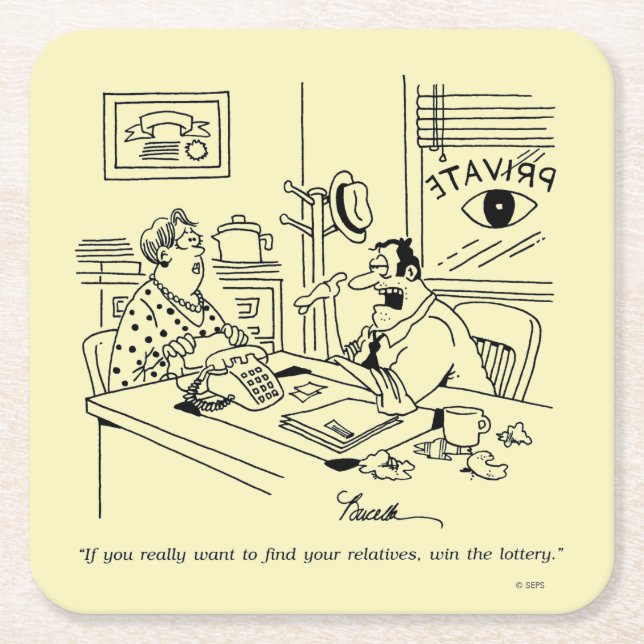 Porta-copo De Papel Quadrado Encontrando Relativos (Frente)