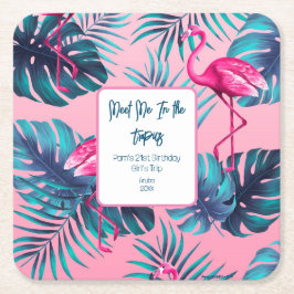 Porta-copo De Papel Quadrado Encontre-Me Nos Trópicos Férias De Aniversário Das
