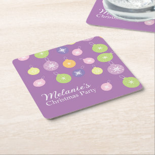 Porta-copo De Papel Quadrado Enfeites de Natal Pastel Flocos de Neve Violeta