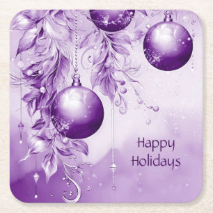 Porta-copo De Papel Quadrado Enfeites Rojos de Natal Férias de Papel Coaster