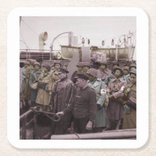 Porta-copo De Papel Quadrado Enfermeiras do afro-americano na embarcação do