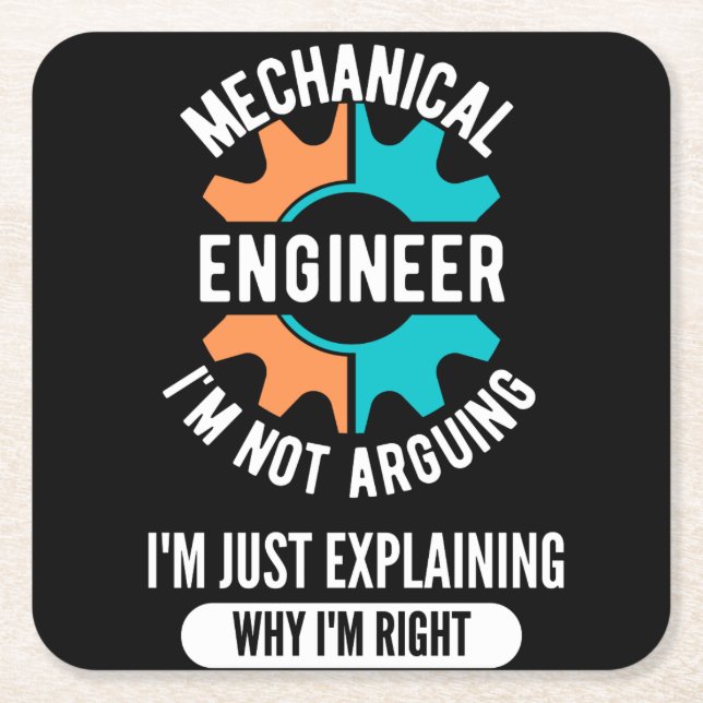 Porta-copo De Papel Quadrado Engenheiro Mecânico Engraçado, Engenharia Mecânica (Frente)