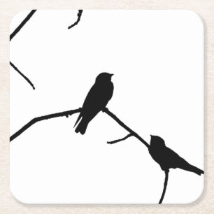 Porta-copo De Papel Quadrado Engolir ou Swifts Silhouette Love Bird