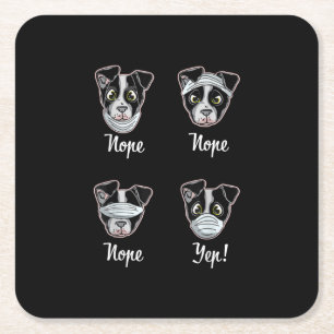 Porta-copo De Papel Quadrado Engraçada Boston Terrier Gift Mouth Nose Mask Cã