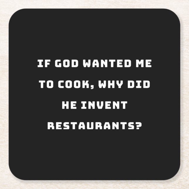 Porta-copo De Papel Quadrado Engraçada Esposa, Odeio Cozinhar Engraçado. (Frente)