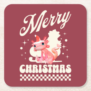 Porta-copo De Papel Quadrado Engraçado Axolotl Feliz Natal