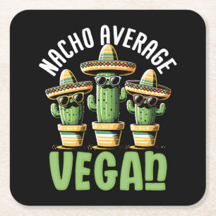 Porta-copo De Papel Quadrado Engraçado Cactus Sombrero Nacho Média Vegan