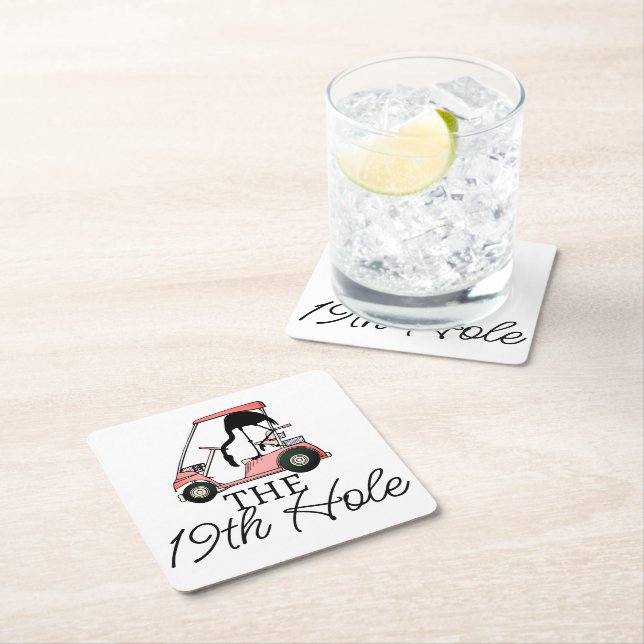 Porta-copo De Papel Quadrado Engraçado Carrinho de Golfe de 19 Buracos Flamingo (Insitu)