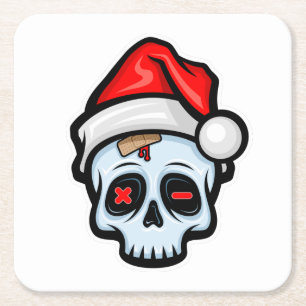 Porta-copo De Papel Quadrado Engraçado Caveira de Natal, Estilo de Cartoon