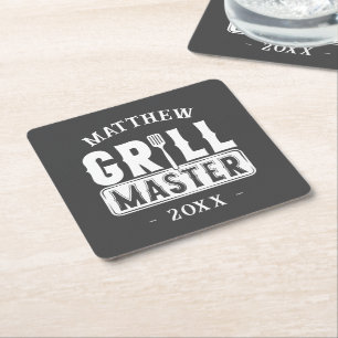 Porta-copo De Papel Quadrado Engraçado CHURRASCO Grill Mestre Personalizado Bar