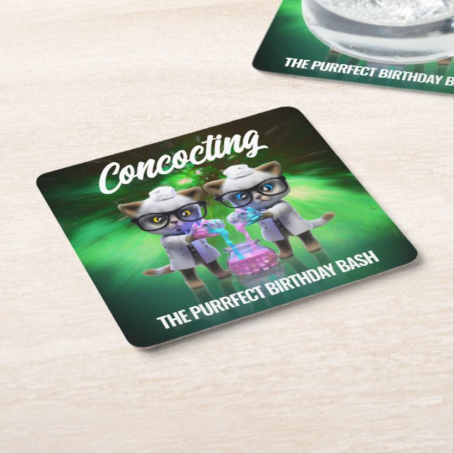 Porta-copo De Papel Quadrado Engraçado Cientistas Gajos Purfect Birthday (Inclinado)