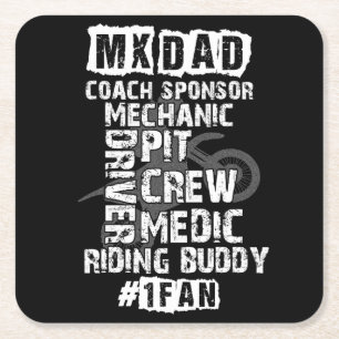 Porta-copo De Papel Quadrado Engraçado Motocross Pai MX nº 1 Fan Dirt Bike Co