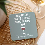 Porta-copo De Papel Quadrado Engraçado Poema de Vinho - Vinho é Poesia Vermelha<br><div class="desc">Um pouco de humor bebendo que você pode transmitir aos seus namoradas amantes do vinho. Faça-os rir com este presente humorístico ou elefante branco. Eu tentei correr,  mas continuei derramando meu vinho.</div>