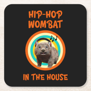 Porta-copo De Papel Quadrado Engraçado salto de Hip Wombat na Casa