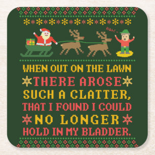 Porta-copo De Papel Quadrado Engraçado Twas the Night Antes do Natal Humorístic