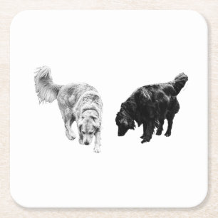 Porta-copo De Papel Quadrado Enxofre da Mesa posterior — Retriever Duo