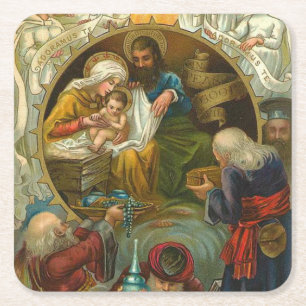 Porta-copo De Papel Quadrado Epifania Religiosa Jesus Mary Joseph Natal
