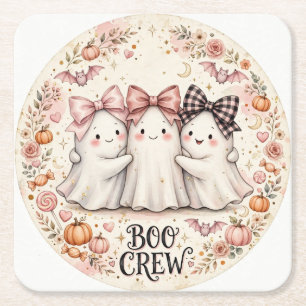 Porta-copo De Papel Quadrado Equipe Fantasma com Laço Rosa FOFURA no Halloween
