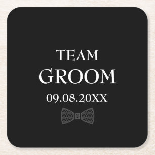 Porta-copo De Papel Quadrado Equipe Groom Black Elegant Personalizar Nome Ofere