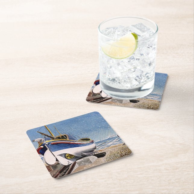 Porta-copo De Papel Quadrado Eric Ravilious - barco salva-vidas em Adelburgh, (Insitu)