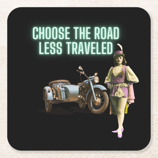 Porta-copo De Papel Quadrado Escolha a Rodovia Menos Diversão Alterada da Arte  (Frente)