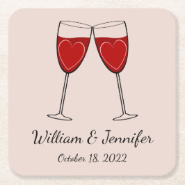Porta-copo De Papel Quadrado Escolha seu próprio vinho colorido Vidro e Coração