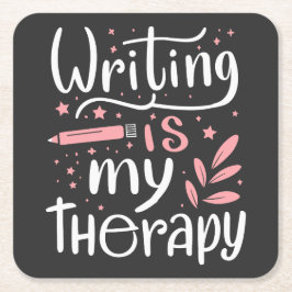 Porta-copo De Papel Quadrado Escrevendo é minha terapia