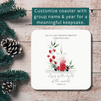 Porta-copo De Papel Quadrado Escrito Sagrado de Natal Cristão Evento Customizad