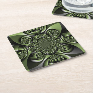 Porta-copo De Papel Quadrado Esferas Mini Floresta Verde Branca