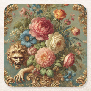 Porta-copo De Papel Quadrado Esguichando Luxo – Design Floral Gótico
