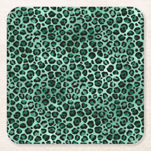 Porta-copo De Papel Quadrado Esmeralda e Ouro Série Safari Design 9