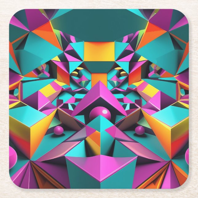 Porta-copo De Papel Quadrado Espejismo Geométrico (Frente)