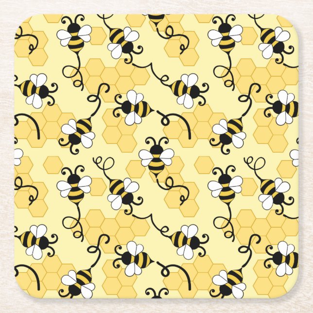 Porta-copo De Papel Quadrado Espetáculo de abelhas bonito (Frente)
