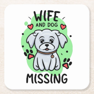 Porta-copo De Papel Quadrado Esposa e Cachorro Desaparecidos