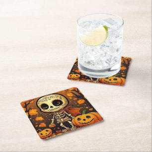 Porta-copo De Papel Quadrado Esqueleto de Halloween 1
