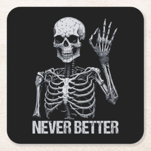Porta-copo De Papel Quadrado Esqueleto de Halloween - Nunca melhor