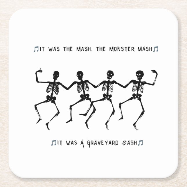 Porta-copo De Papel Quadrado Esqueletos dançarinos Halloween 2025 (Frente)