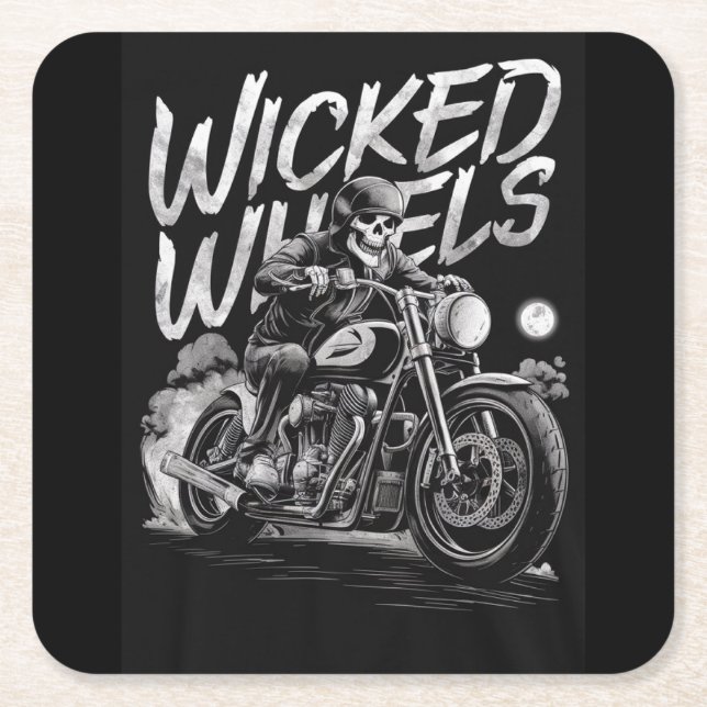 Porta-copo De Papel Quadrado Esqueletos em Rodas (Frente)