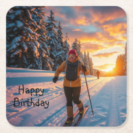 Porta-copo De Papel Quadrado Esqui Cruzado