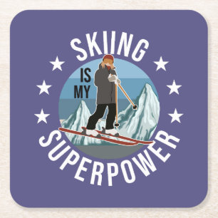 Porta-copo De Papel Quadrado Esqui É Minha Superpotência