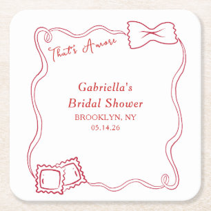 Porta-copo De Papel Quadrado Esse é o Chá de panela Amore Drawn Pasta Itália