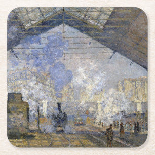 Porta-copo De Papel Quadrado Estação Santo-Lazare, Monet