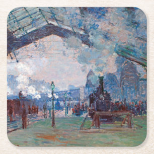 Porta-copo De Papel Quadrado Estação Santo-Lazare, Monet