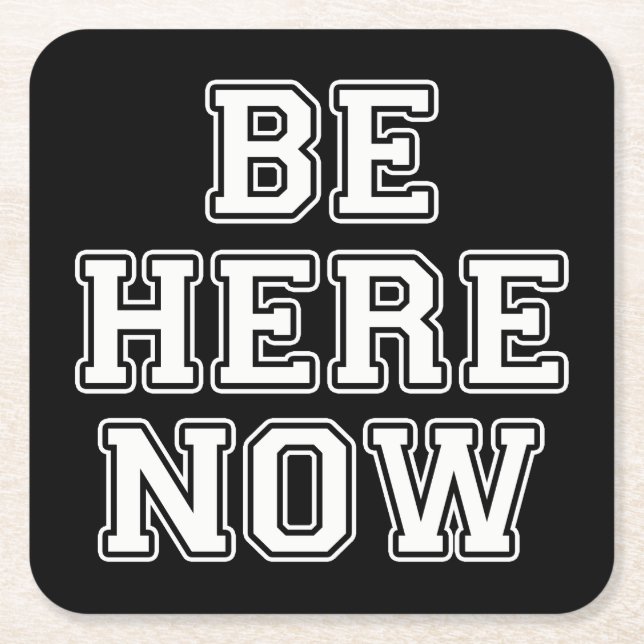 Porta-copo De Papel Quadrado Esteja Aqui Agora (Frente)