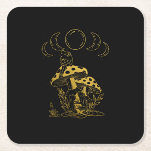 Porta-copo De Papel Quadrado Estética Goblincore e Cottagecore de Cogumelos Cri