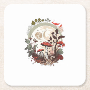 Porta-copo De Papel Quadrado Estética Goblincore e Cottagecore Sere de Cogumelo