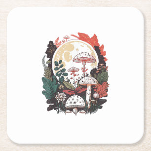 Porta-copo De Papel Quadrado Estético Goblincore E Gentil Cogumelo Cottagecore 