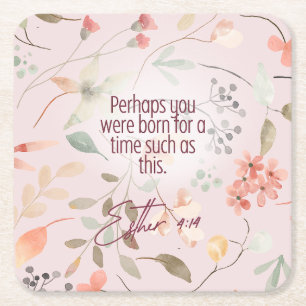 Porta-copo De Papel Quadrado Esther 4:14 Bíblia Cristã Verse Art