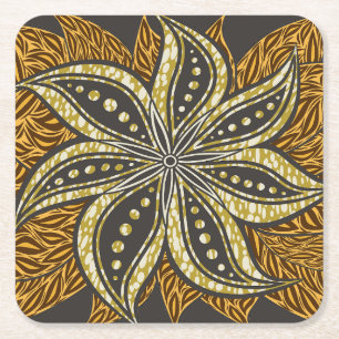 Porta-copo De Papel Quadrado Estilo de Batik Floral Abstrato africano