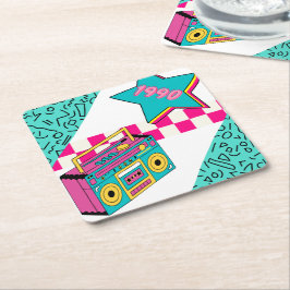 Porta-copo De Papel Quadrado Estilo de Vintage Estéreo 1990